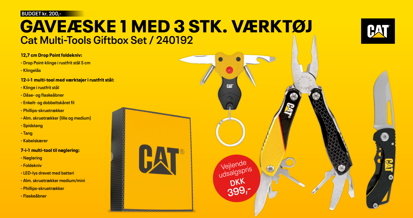 CAT GAVEÆSKE M. 3 STK VÆRKTØJ