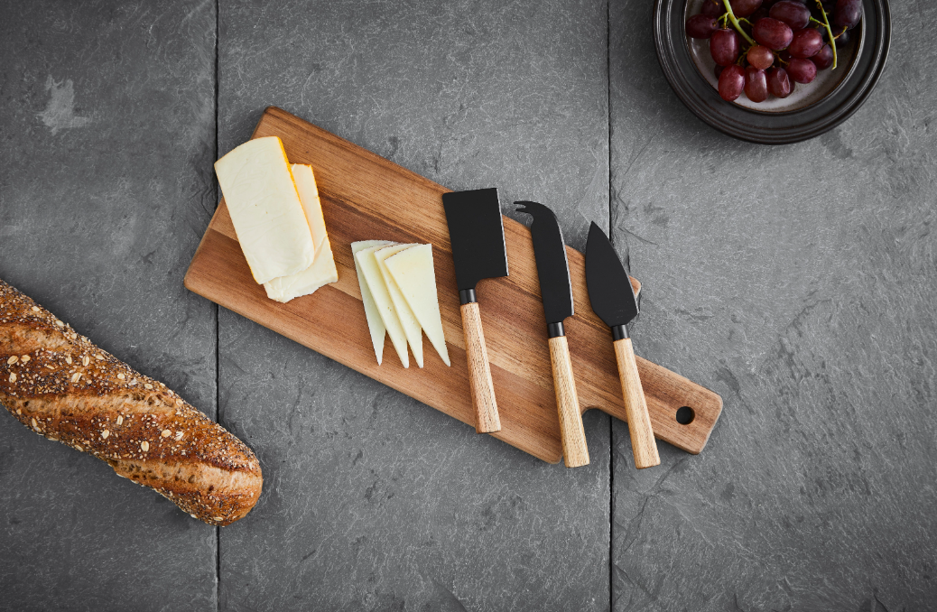 Hâws Santo ostesæt med 3 knive og bræt