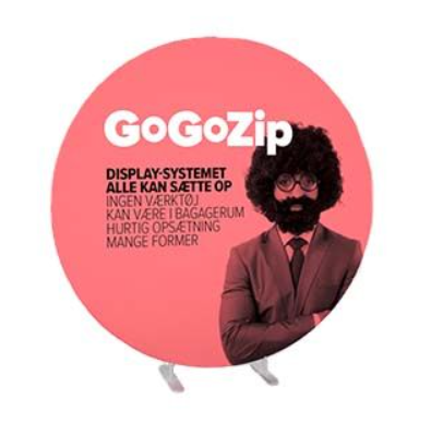 GoGoZip Banner rund væg med logo