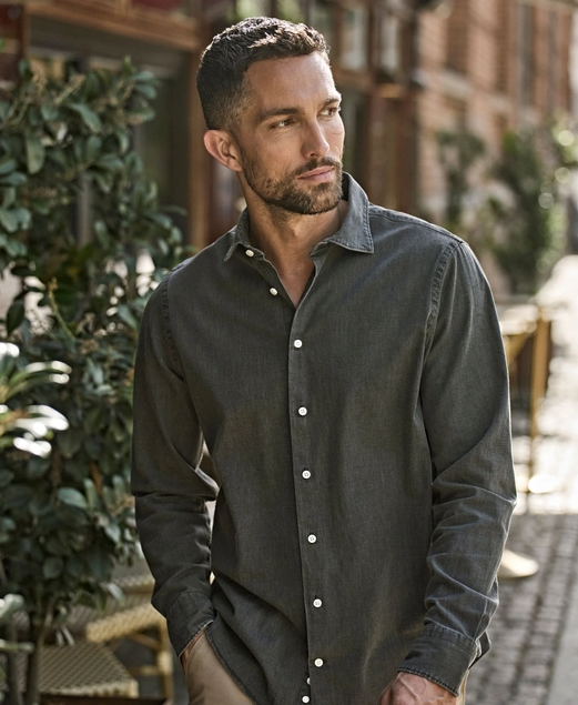 Teejay Denim Shirt Style 4004 garment washed stretch denim skjorte