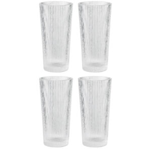 Pilastro long drikkeglas 0.3 l i rillet design – 8 stk elegante glas