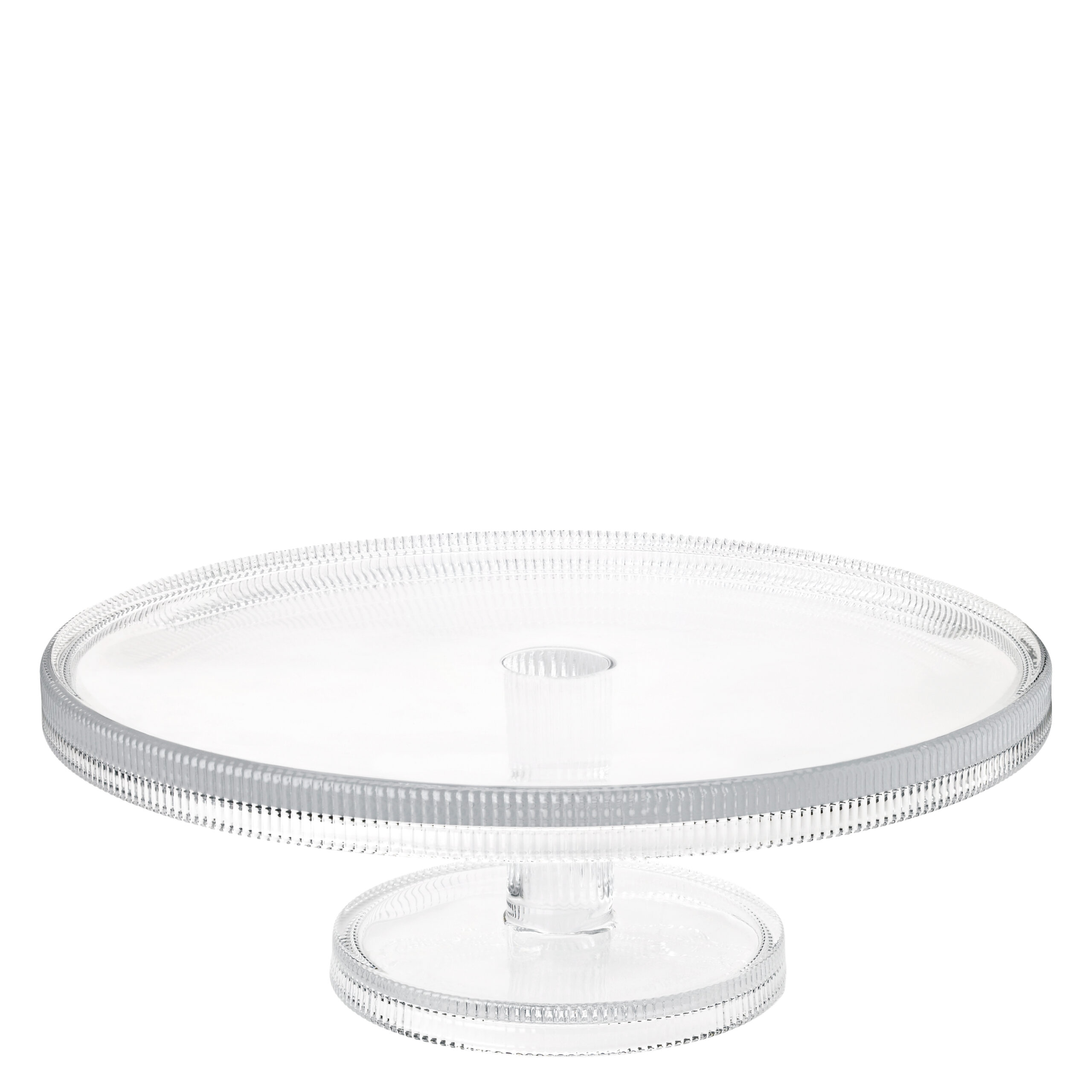 Pilastro opsats Ø 30 cm clear i rillet glas med fod – elegant serveringsfad