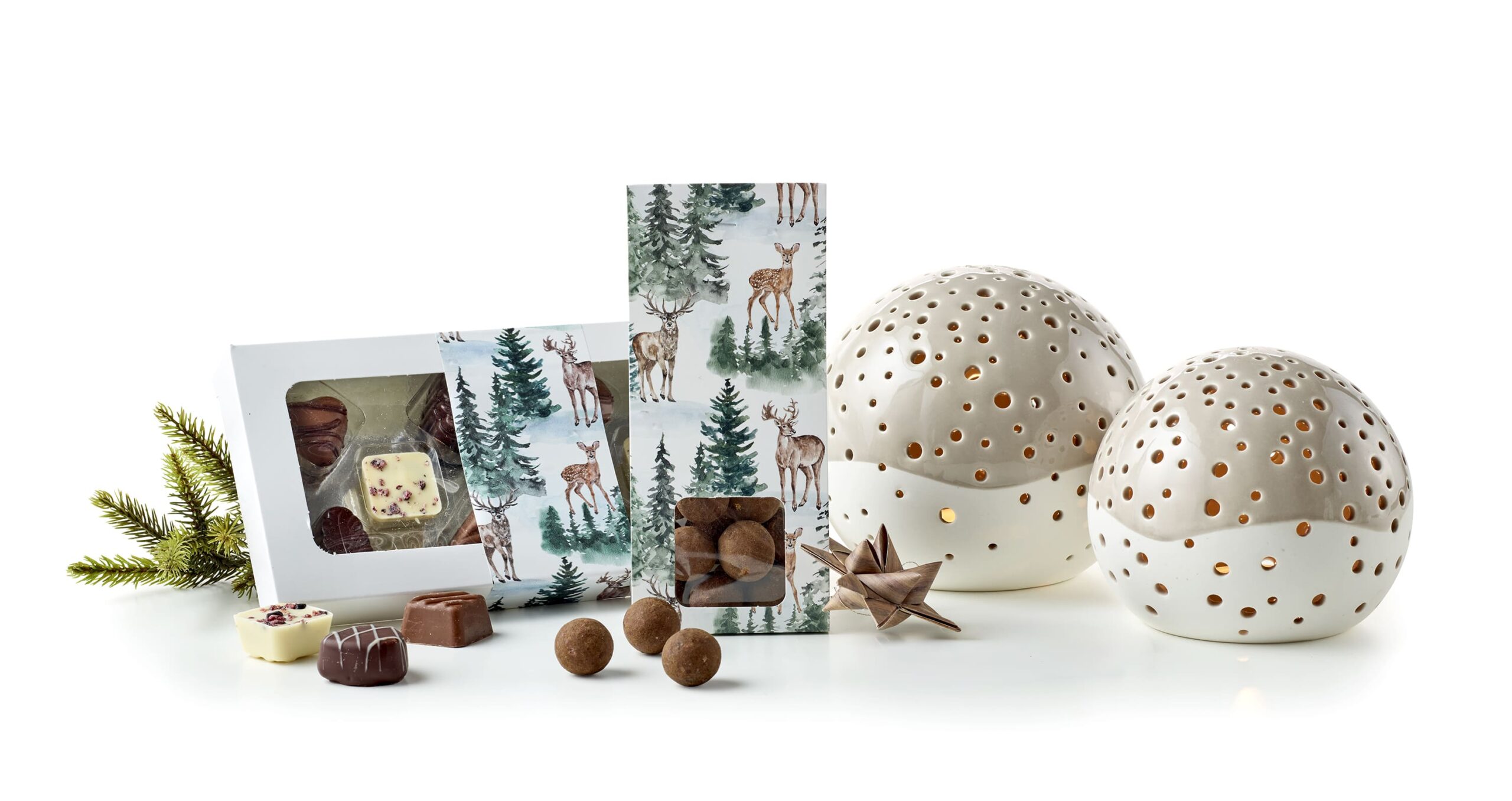 Kähler Nobili fyrfadsstager Ø12 og Ø14 cm med chokolade
