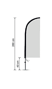 Beachflag med tryk i feather og drop shape